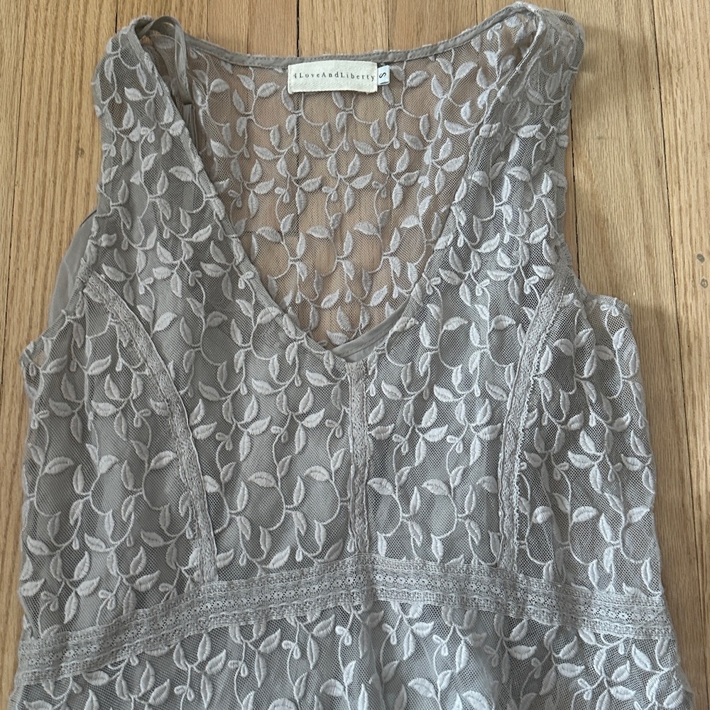 Chic Lace Maxi Dress in Gray - Picture 2 of 3